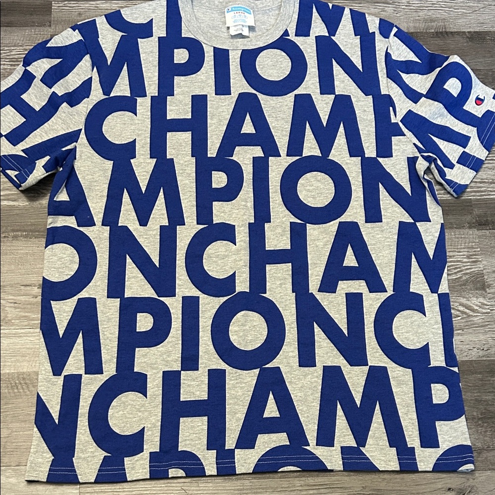 Champion Blue and Gray All-Over Print T-Shirt